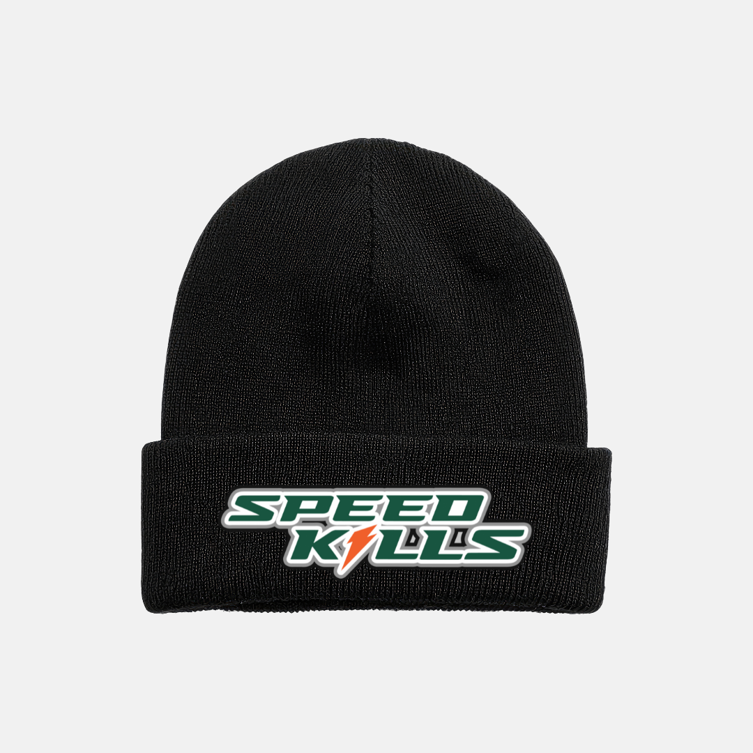Black speed kills beanie.png