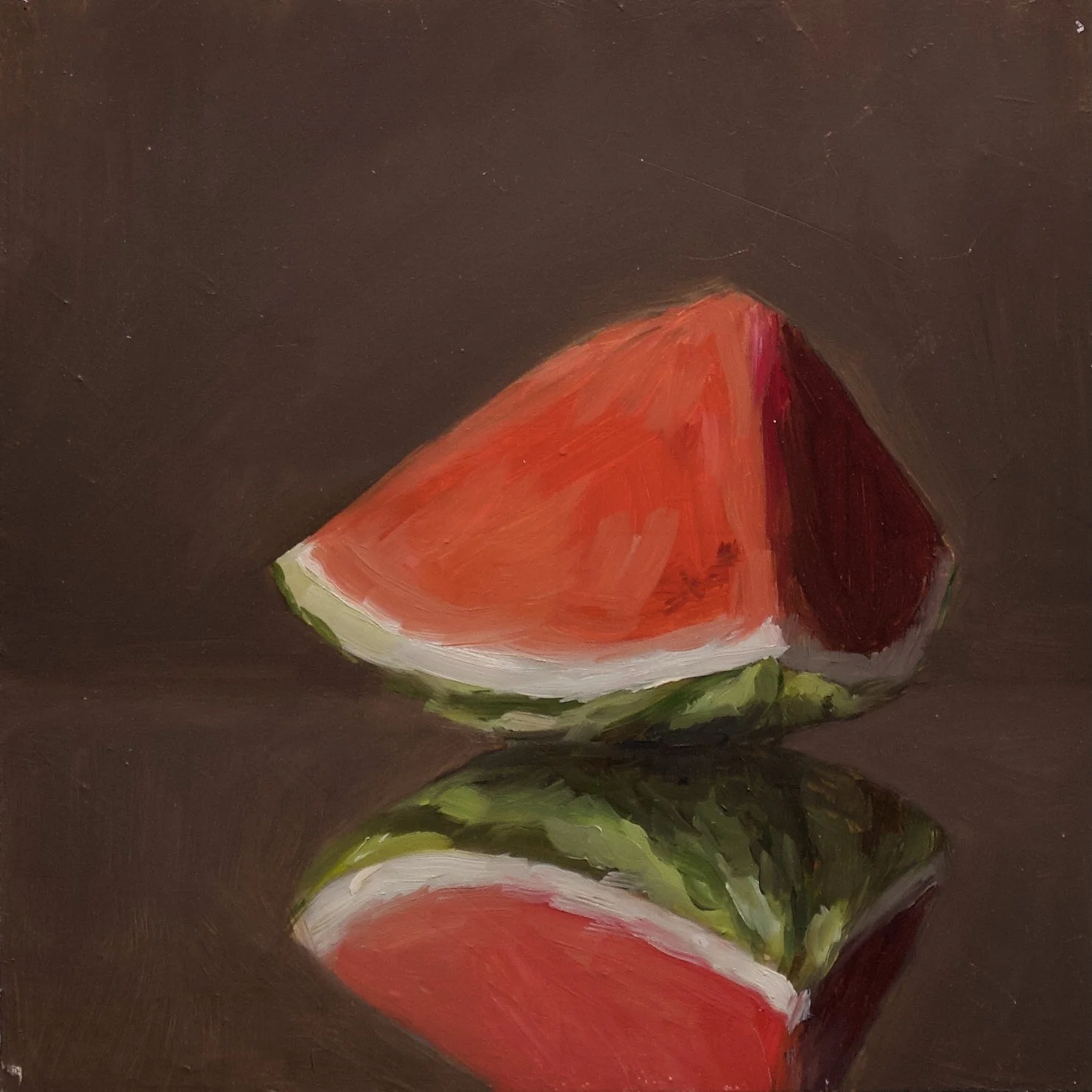 Watermelon, 20cm x 20cm x 0.6cm, oil on woodpanel, 2025