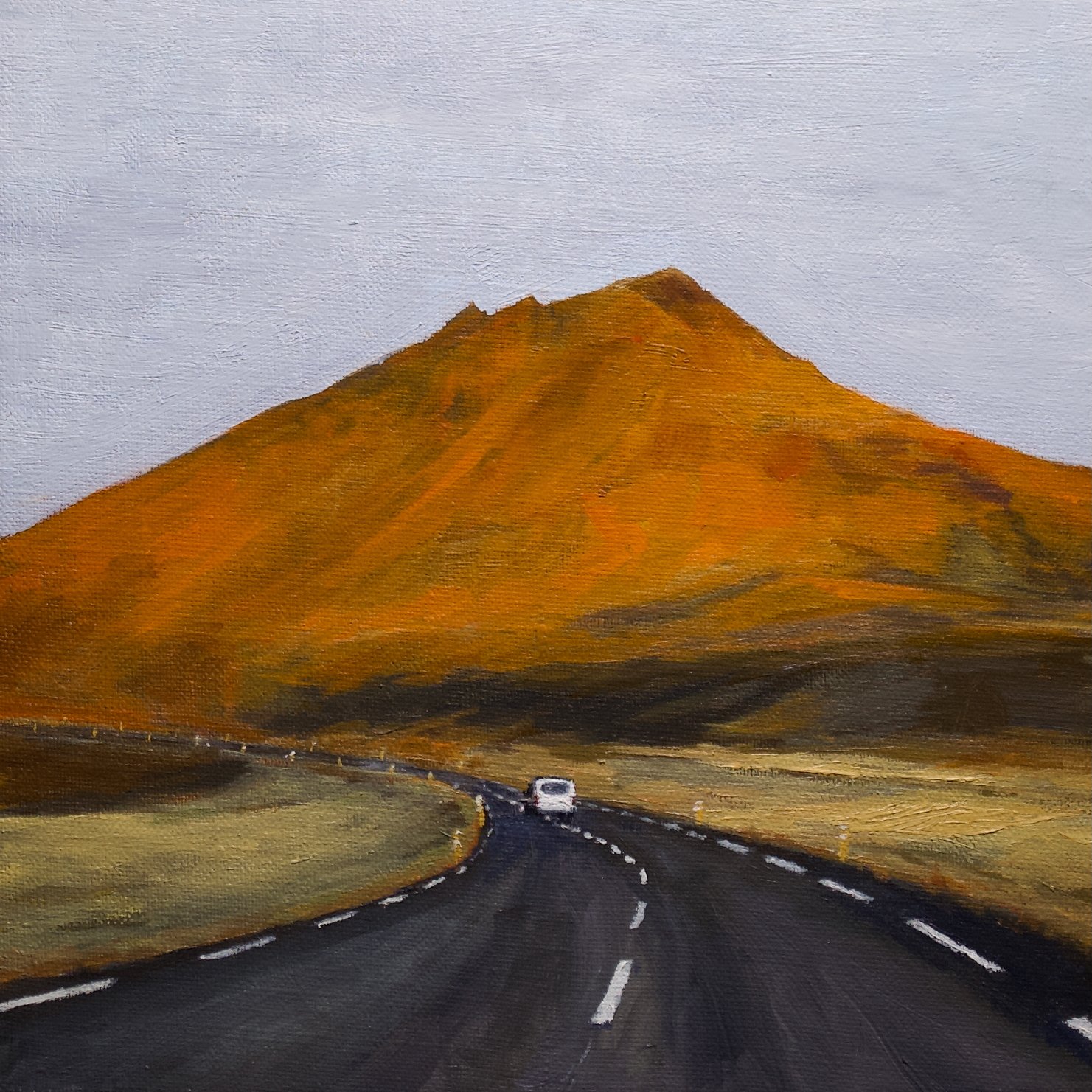 Red mountain, 24cm x 24cm x 2cm, oil on linen, 2024