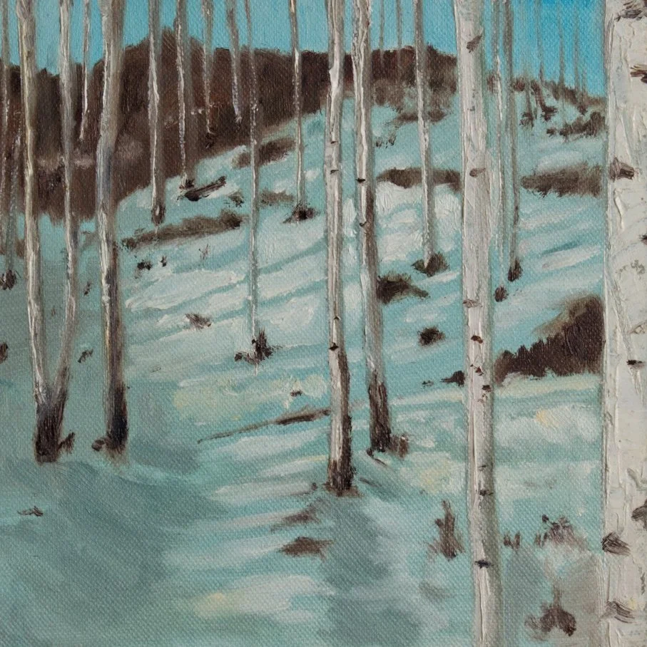 Birch forest 24cm x 24cm x2cm, oil on canvas, 2018 🔴