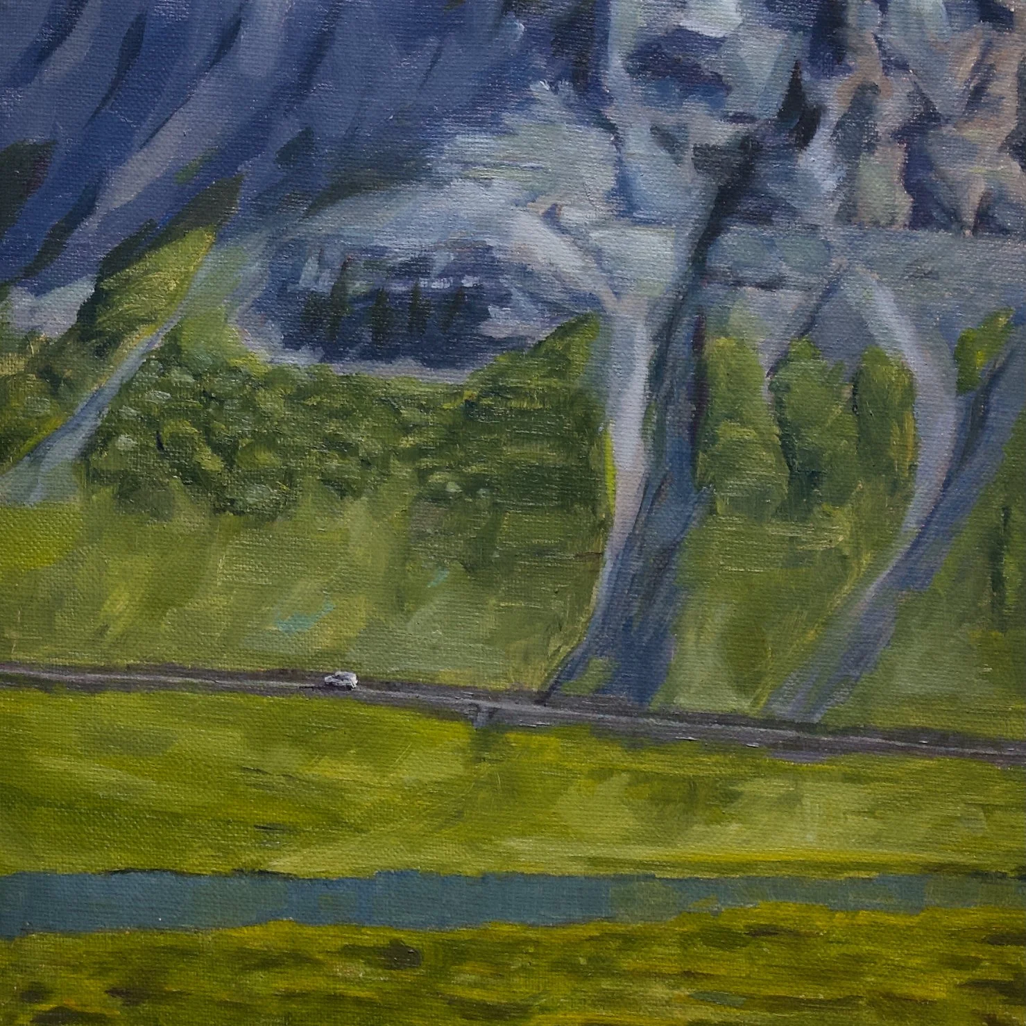 Cliffside road, 24cm x 24cm x 2cm, oil on linen, 2024