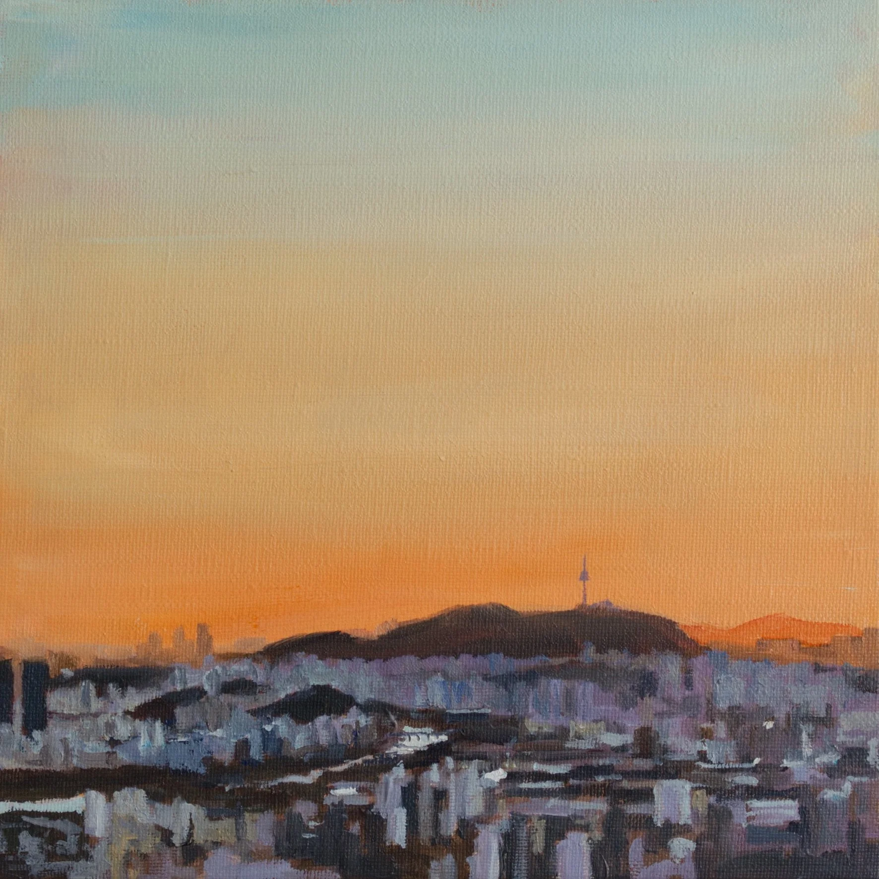 Namsan sunset, 24cm x 24cm x 2cm, Oil on linen, 2023 🔴