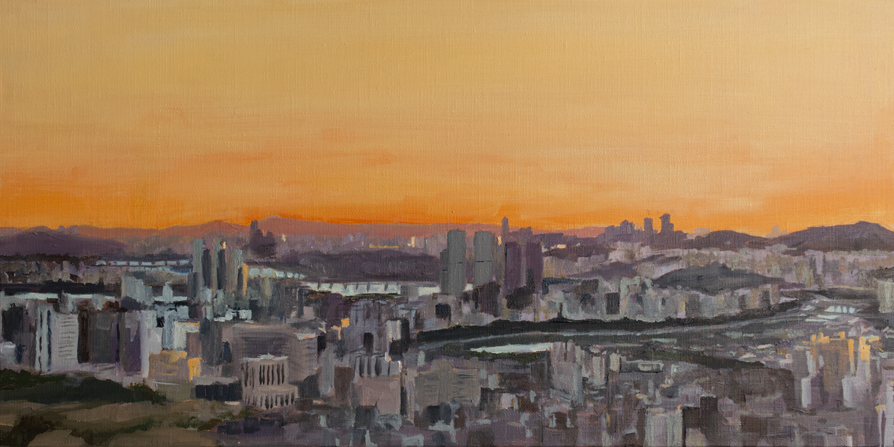 Seoulscape, 40cm x 20cm x 2cm, Oil on linen, 2023 🔴