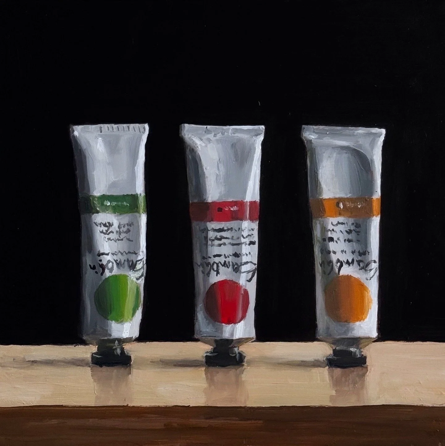 Tube & Tube & Tube, 20cm x 20cm x 0.6cm, oil on woodpanel, 2025 🔴