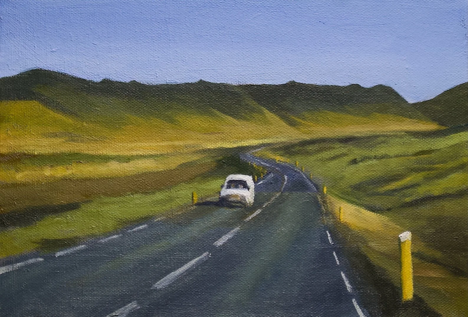 Ringroad trip, 22cm x 17.7cm x 2cm, oil on canvas, 2024