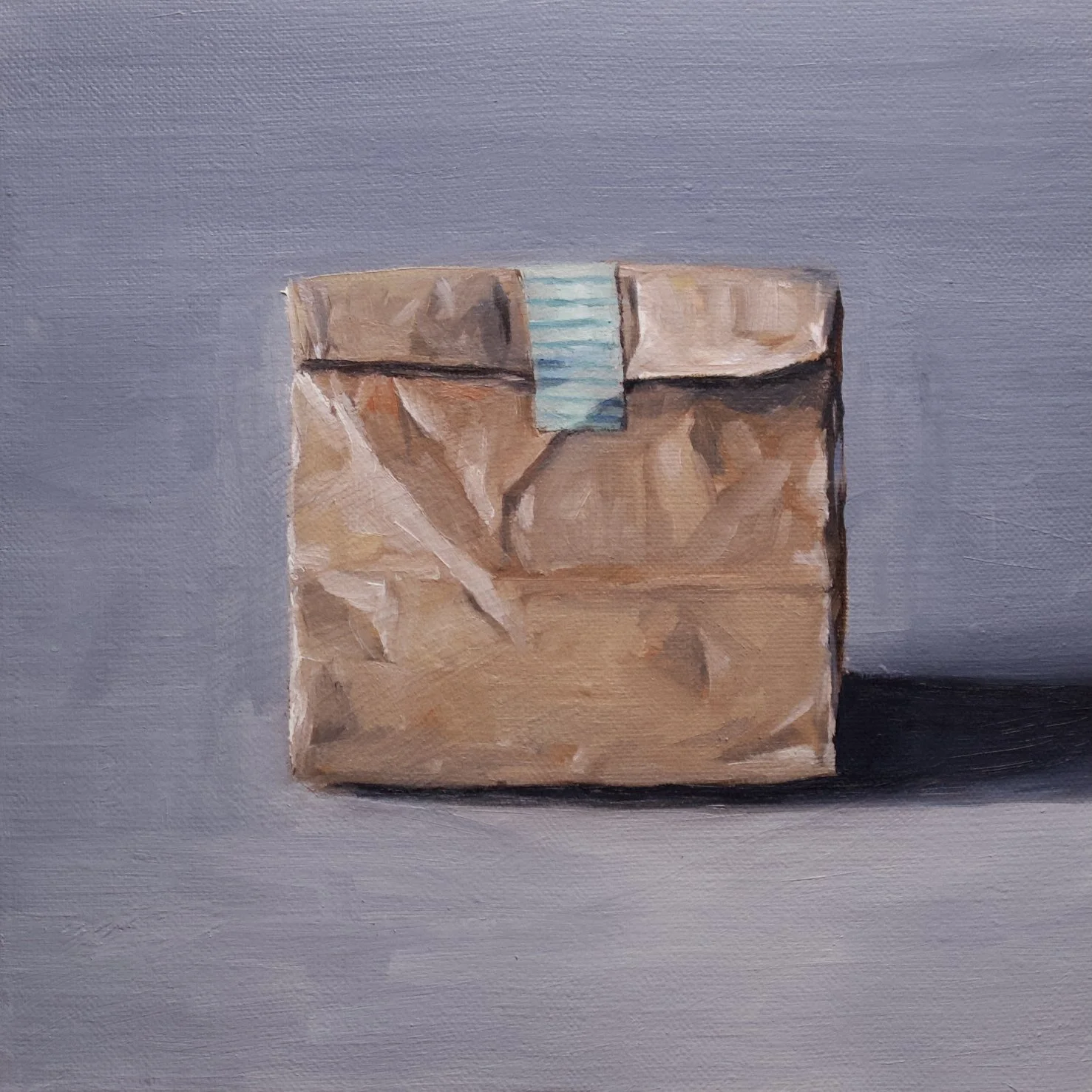 Pouch, 24cm x 24cm x 2cm, oil on linen, 2024