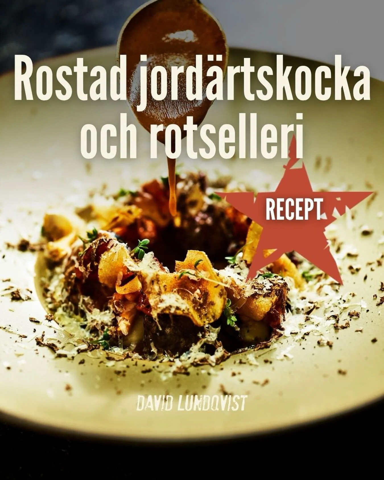 Rostad jord&auml;rtskocka och rotselleri med skogssvamp, hasseln&ouml;tter och misobuljong.
&nbsp;
En r&auml;tt inspirerad av finalen i &Aring;rets Kock 2018.
&nbsp;
Jord&auml;rtskocka och rotselleri rostas med sm&ouml;r och &ouml;rter tills de blir 