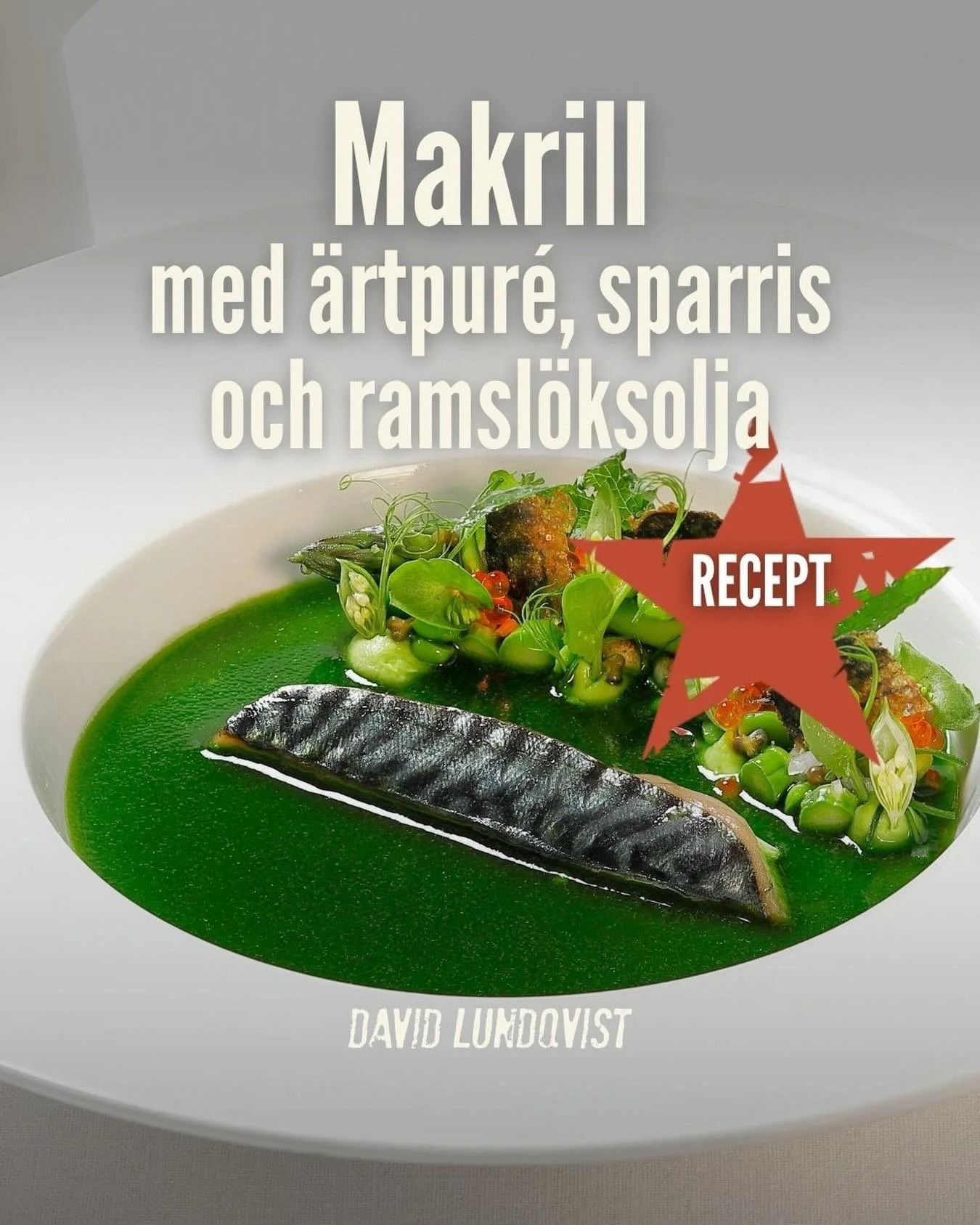 Makrill med &auml;rtpur&eacute;, sparris och ramsl&ouml;ksolja.
&nbsp;
En f&ouml;renklad variant av min t&auml;vlingsr&auml;tt fr&aring;n &Aring;rets Kock 2018.
&nbsp;
Stekt makrill serverad med en frisk &auml;rtpur&eacute; smaksatt med pepparrot, l&