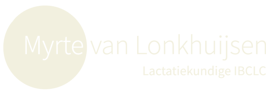 Logo with a beige circle containing the name 'Myrte' and text 'van Lonkhuijzen Lactatiekundige IBCLC' beside it.