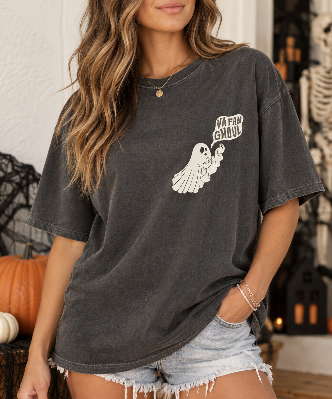 Retro Ghost Halloween Tee in Cozy Decor.png