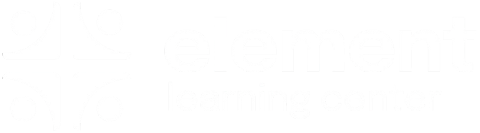 Logo for Element Learning Center with abstract icon and text in white