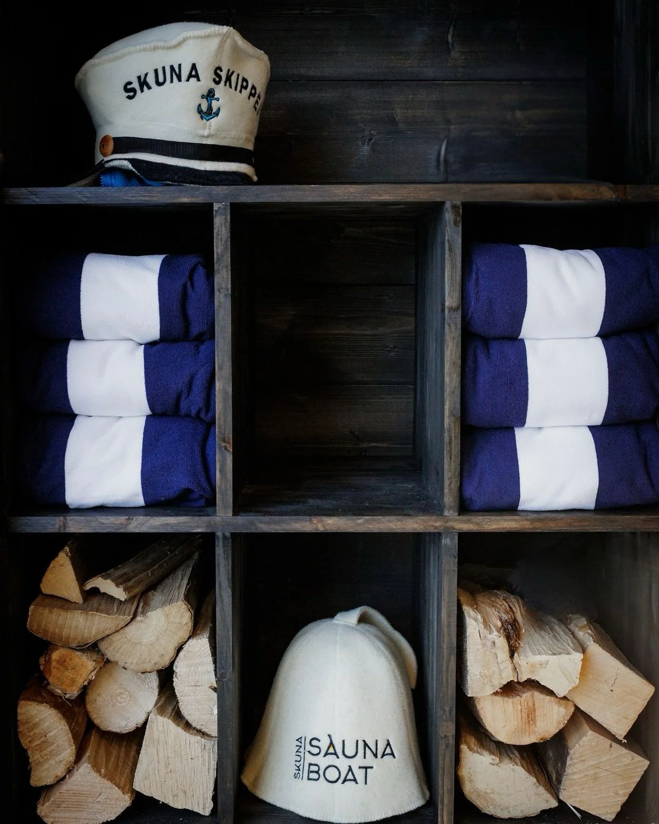 We have little extras to enhance your experience, too. 

👉Sauna Hats - essential for body temperature regulation 
👉Skipper Hats - for some nautical themed style and sauna selfies 📸
👉Towels - striped and soft, great to keep and use again
👉Refresh