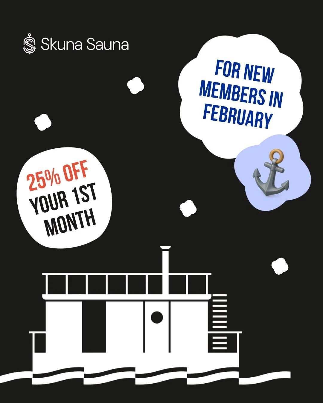 For the rest of February, sign up to be a member and enjoy 25% off your first month! That's unlimited sauna sessions for just &pound;36. ⁠
⁠
Floating steams. ⁠
Brisk cold plunges. ⁠
Social happenings.⁠
Refreshing sips.⁠
All right here by the quayside