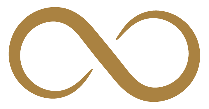 A gold infinity symbol on a black background.