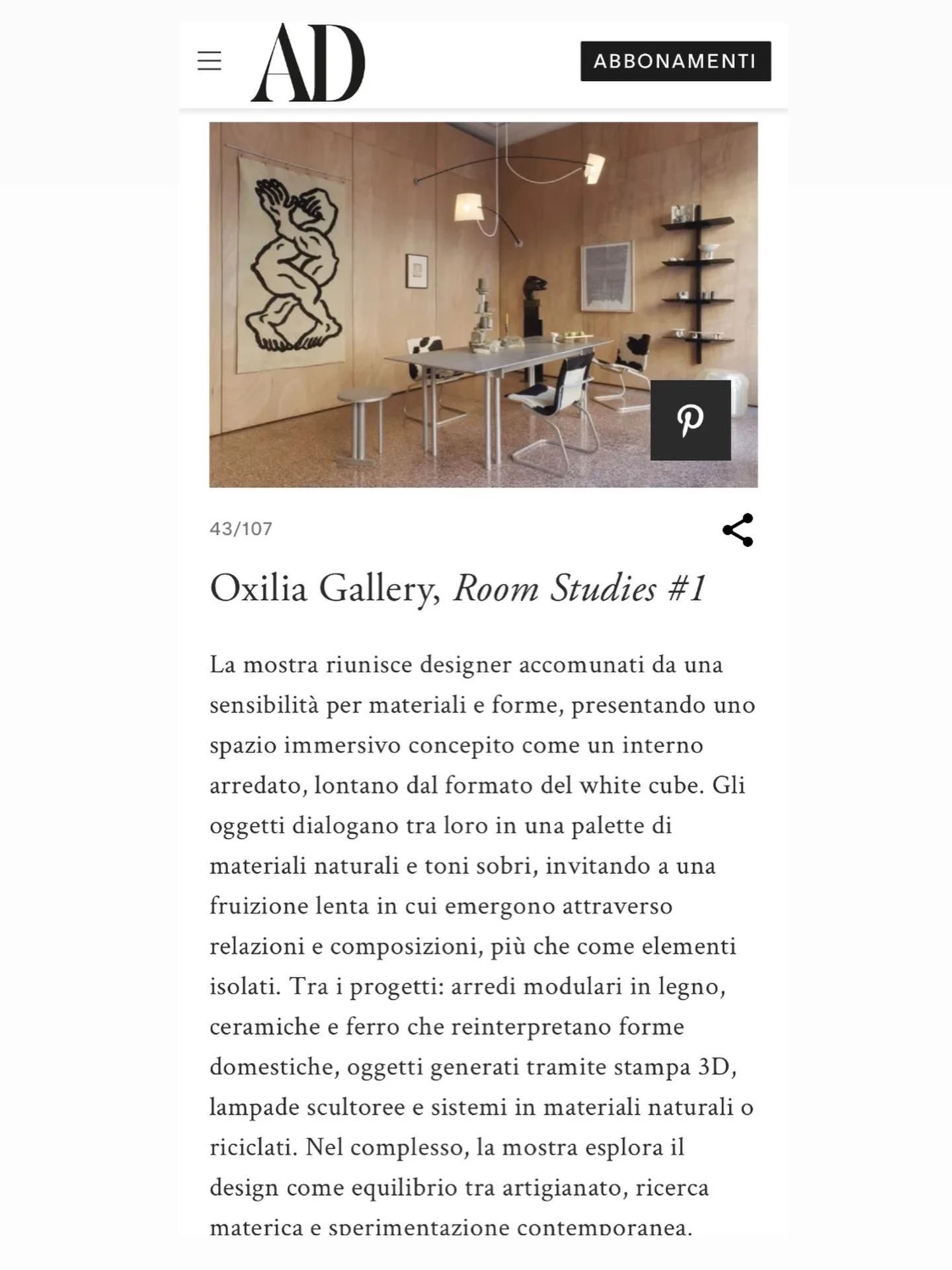 AD Italia featured my Onor Table and Stool in @oxilia_gallery for the Milan Design Week 2026 🤩. For those still practicing on their Italian, I&rsquo;ll translate it here: 

The exhibition brings together designers united by a sensitivity to material