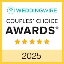 WeddingWire Couples' Choice Awards 2025 badge with five gold stars