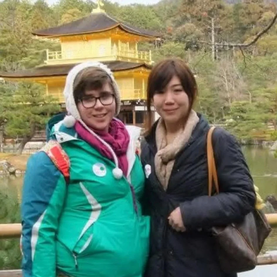 Alumna Claire Master '11 (left) in Kyoto, Japan with Makiko Hashida '11.