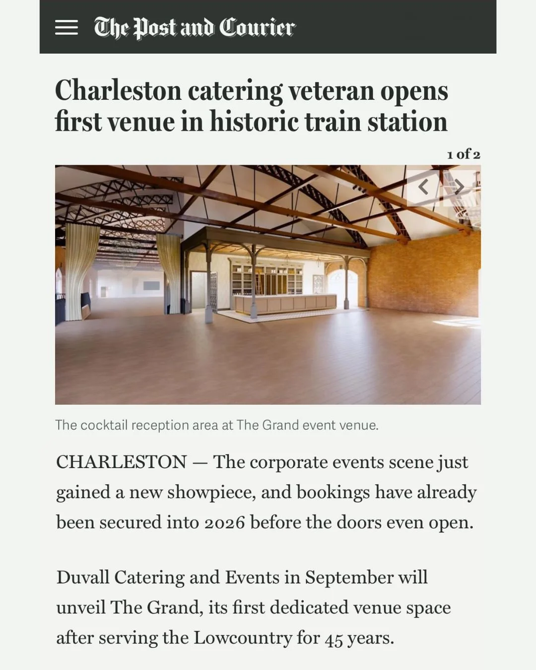 We&rsquo;re so excited to share our feature in The Post &amp; Courier!

The Grand at 81 Mary is nearly ready: 13,000 sq ft of historic charm, renovated train station, beautiful architecture, modern amenities, and space for everything from weddings to