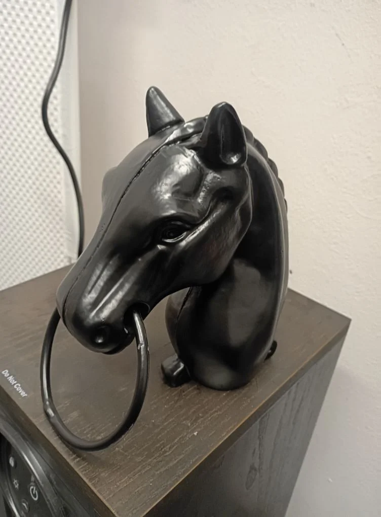 Satin Black Horse Head Door Ornament