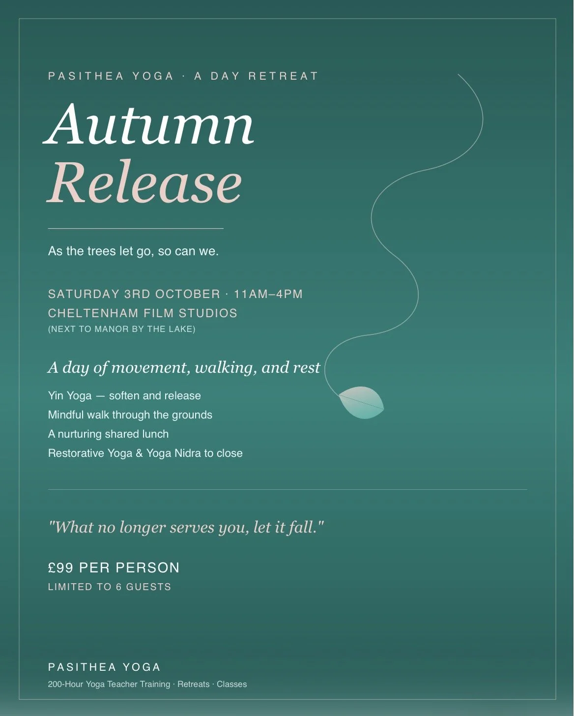 Autumn Release — A Day Retreat at Cheltenham Film Studios (by Manor by the Lake)