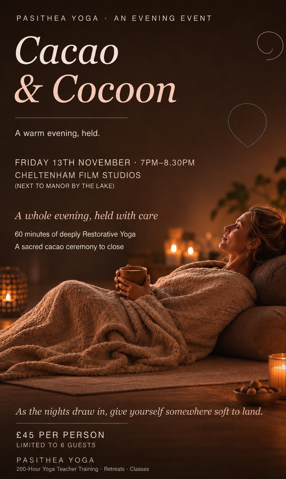 Cocoon & Cacao Evening at Cheltenham Film Studios (by Manor by the Lake)