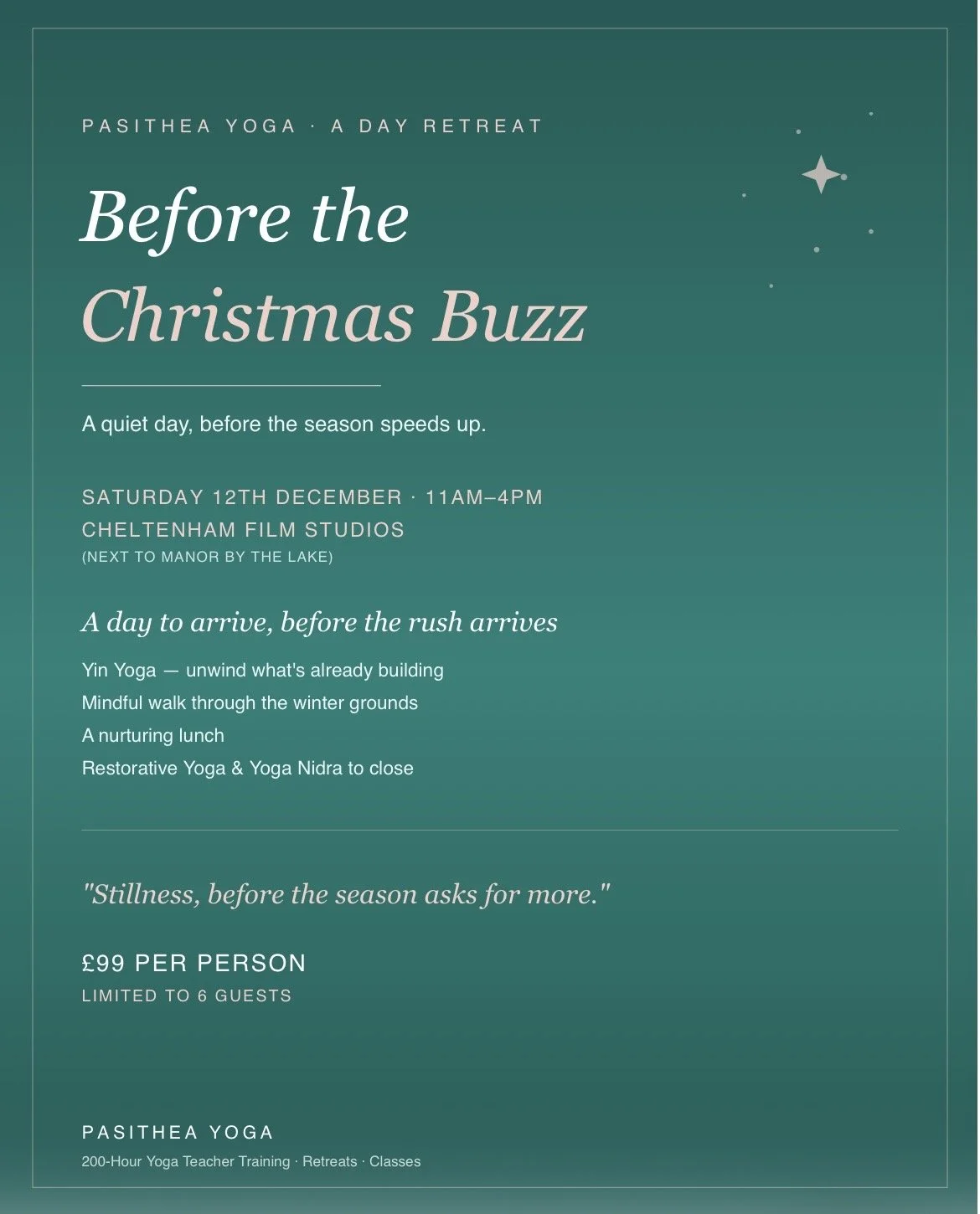Day Retreat — Before the Christmas Buzz