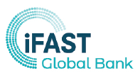 iFAST Global Bank logo with a stylized globe and text in blue and black