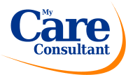 Logo for My Care Consultant with blue and orange text