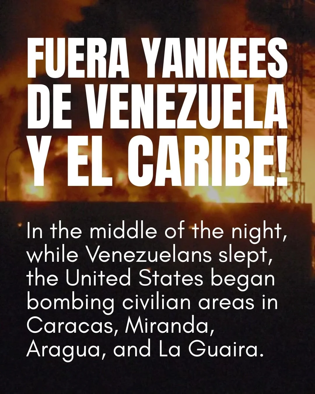 FUERA YANKEES DE VENEZUELA Y EL CARIBE! Latin Americans have a right to full sovereignty and the freedom to determine their own future. 

Please read more at @pcv_ve and @psuvenapure