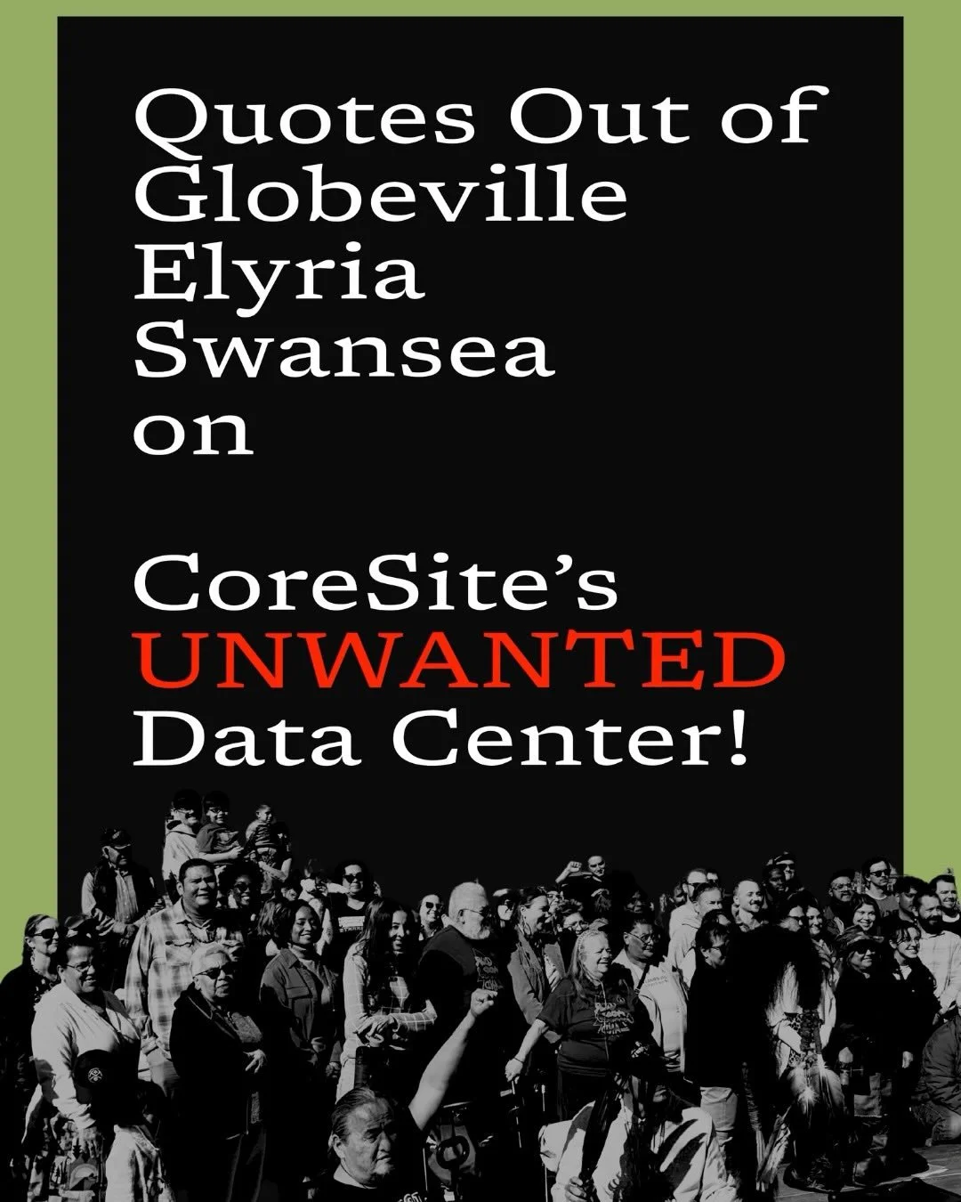 DOWN WITH DATA CENTERS. PACK THE HOUSE 02/24. SUPPORT GES RESIDENTS AND THE GREATER NATIONAL FIGHT AGAINST THE CAPITALIST SURVEILLANCE STATE AND ENVIRONMENTAL RACISM THAT DATA CENTERS BRING.