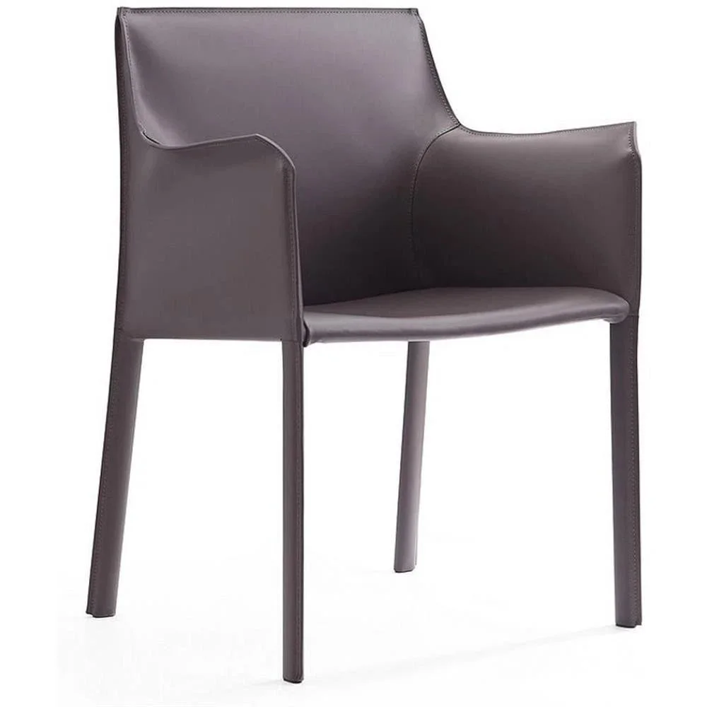 Gray leather accent arm chair