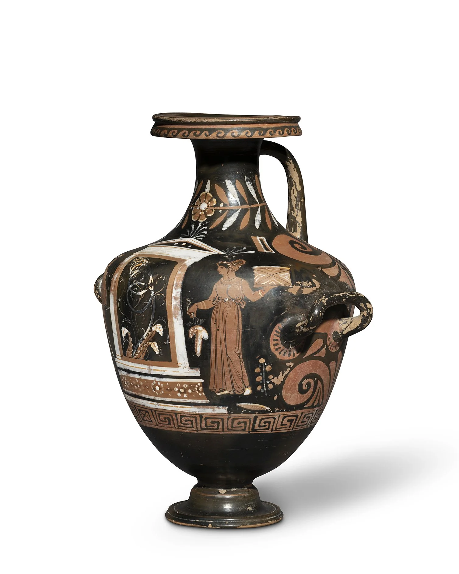 A Greek red-figure pottery hydria