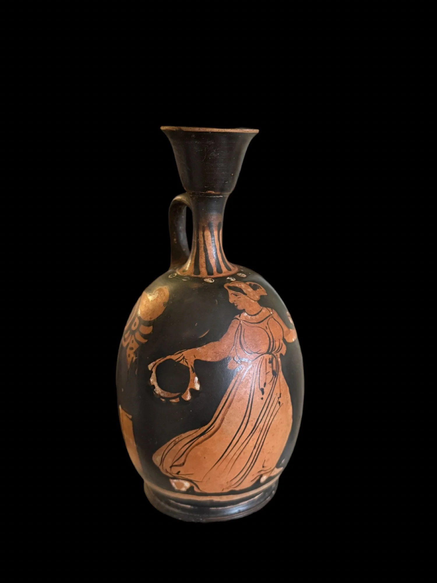 A Greek red-figure pottery lekythos