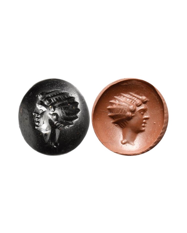 A Roman black stone intaglio 