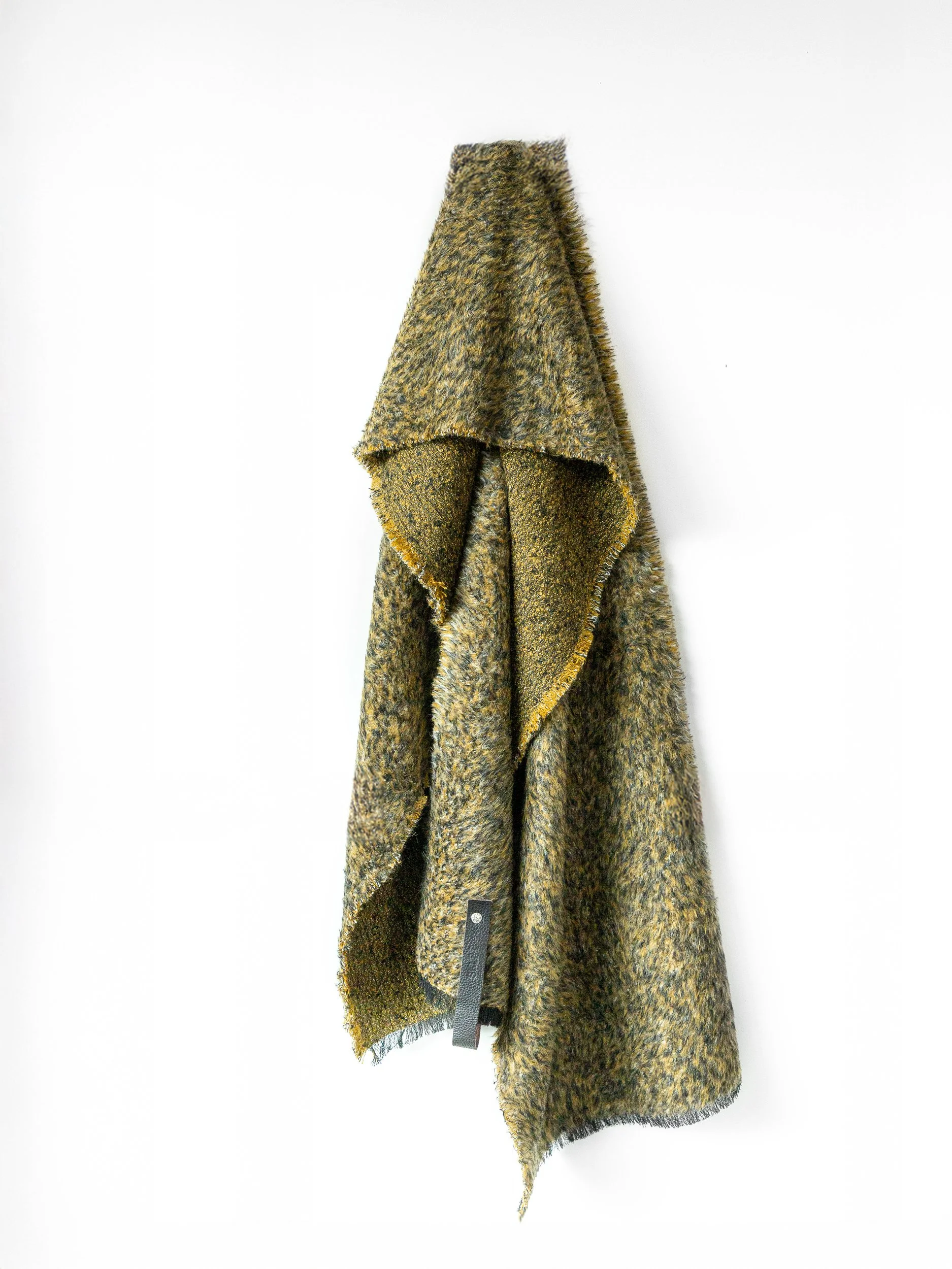 Albertine - Dubbelzijdige, mosgroene sjaal in wol-mohair - Asymmetrie -Sklpt