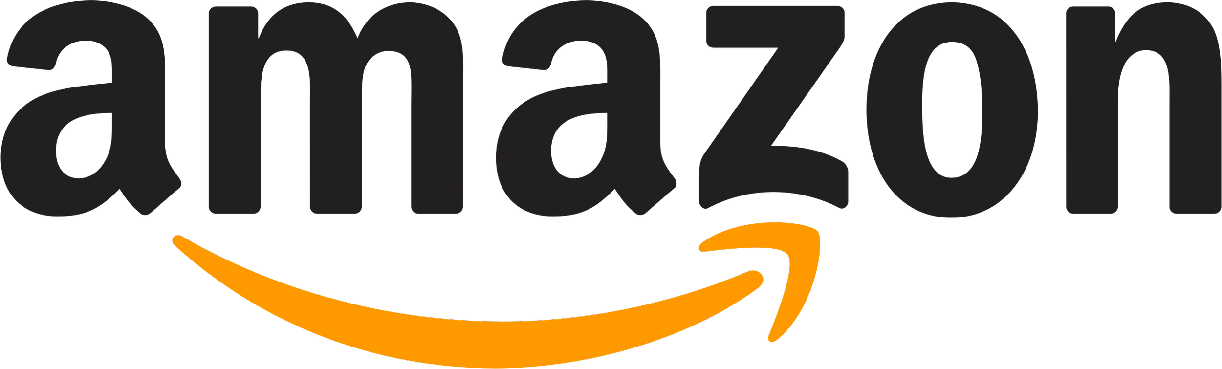 Amazon logo with black text and orange arrow pointing from A to Z.