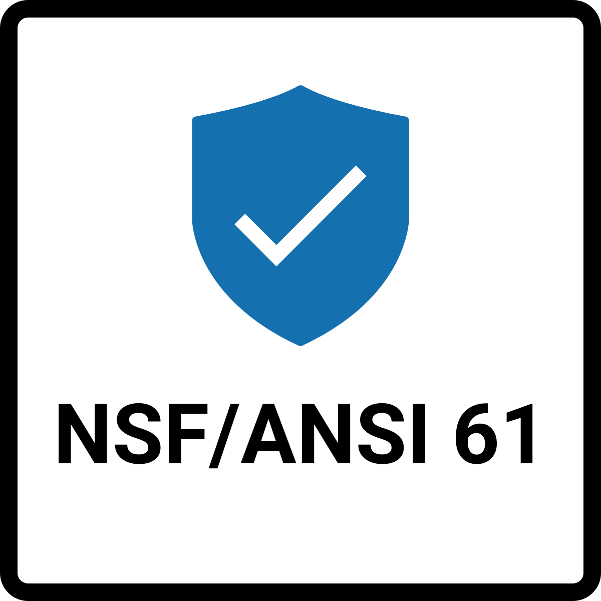 NSF/ANSI 61 certification badge verifying EcoValve components meet drinking water system health effects standards