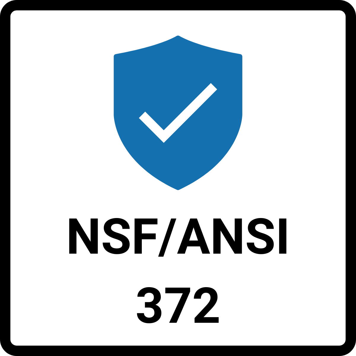 NSF/ANSI 372 certification badge confirming EcoValve valves meet lead-free requirements for drinking water systems