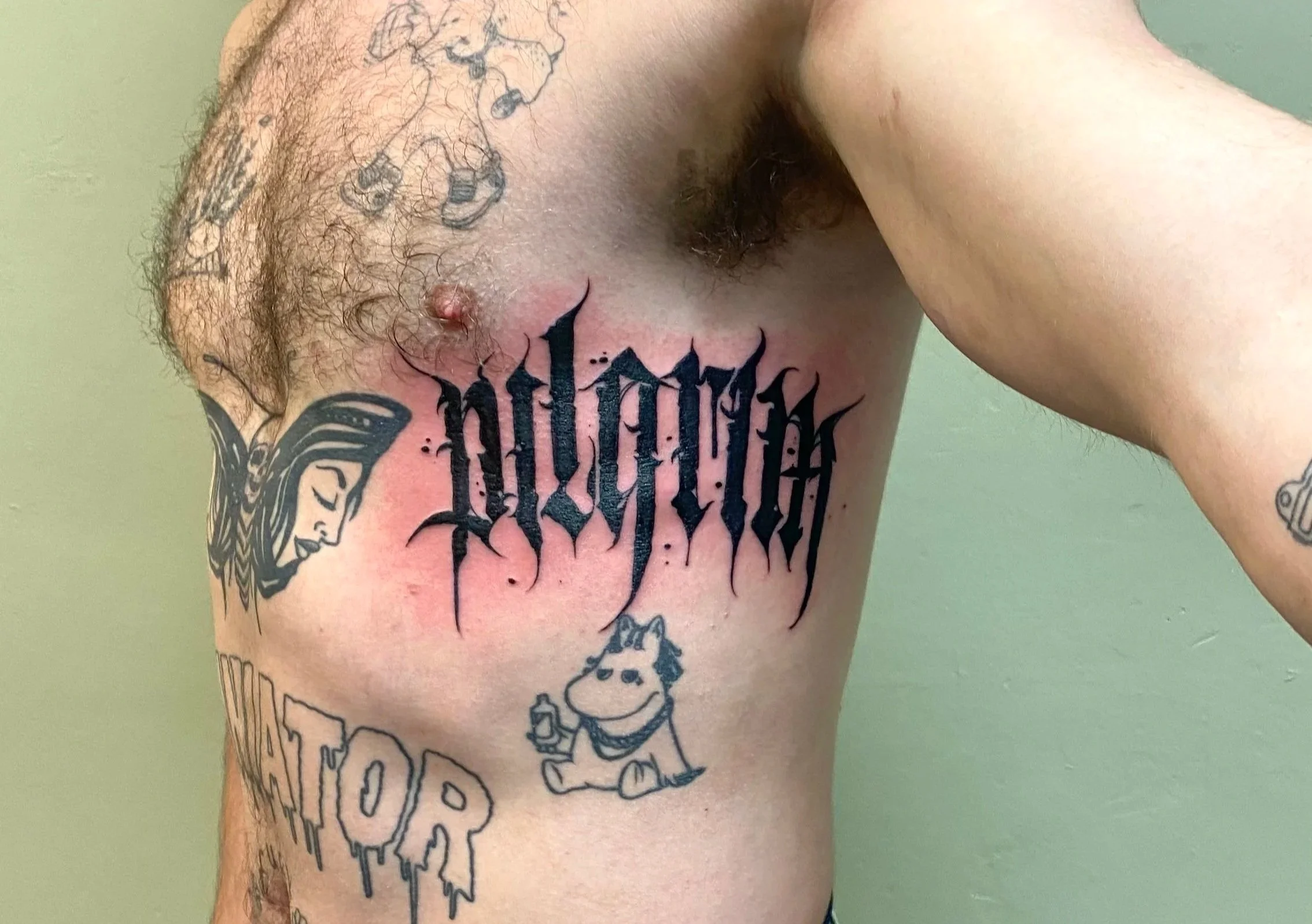 Hardcore lettering style made at a Bath tattoo parlour