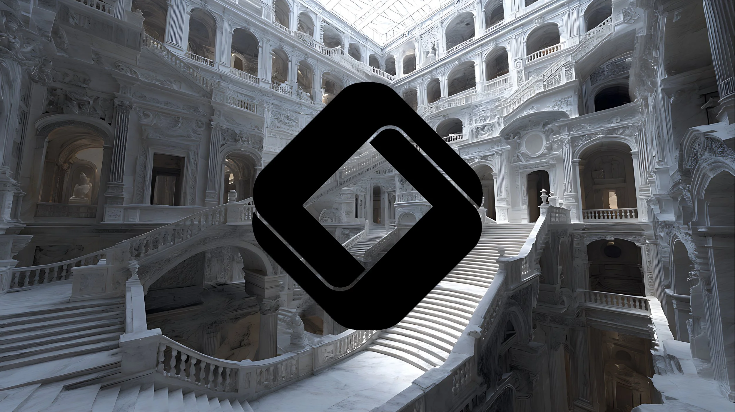 Grand marble staircase and elaborate architectural details in a historic building.