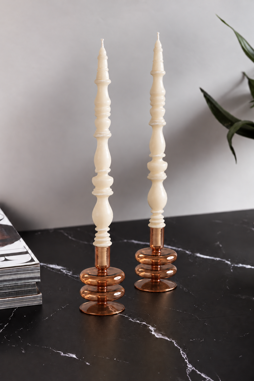 Silhouette taper candles in a contemporary interior design setting
