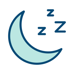En illustrasjon av en måne med tre 'Z'-bokstaver som indikerer søvn eller søvnighet.