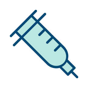 Sykepleiesprøyte med blå farger og målemerker