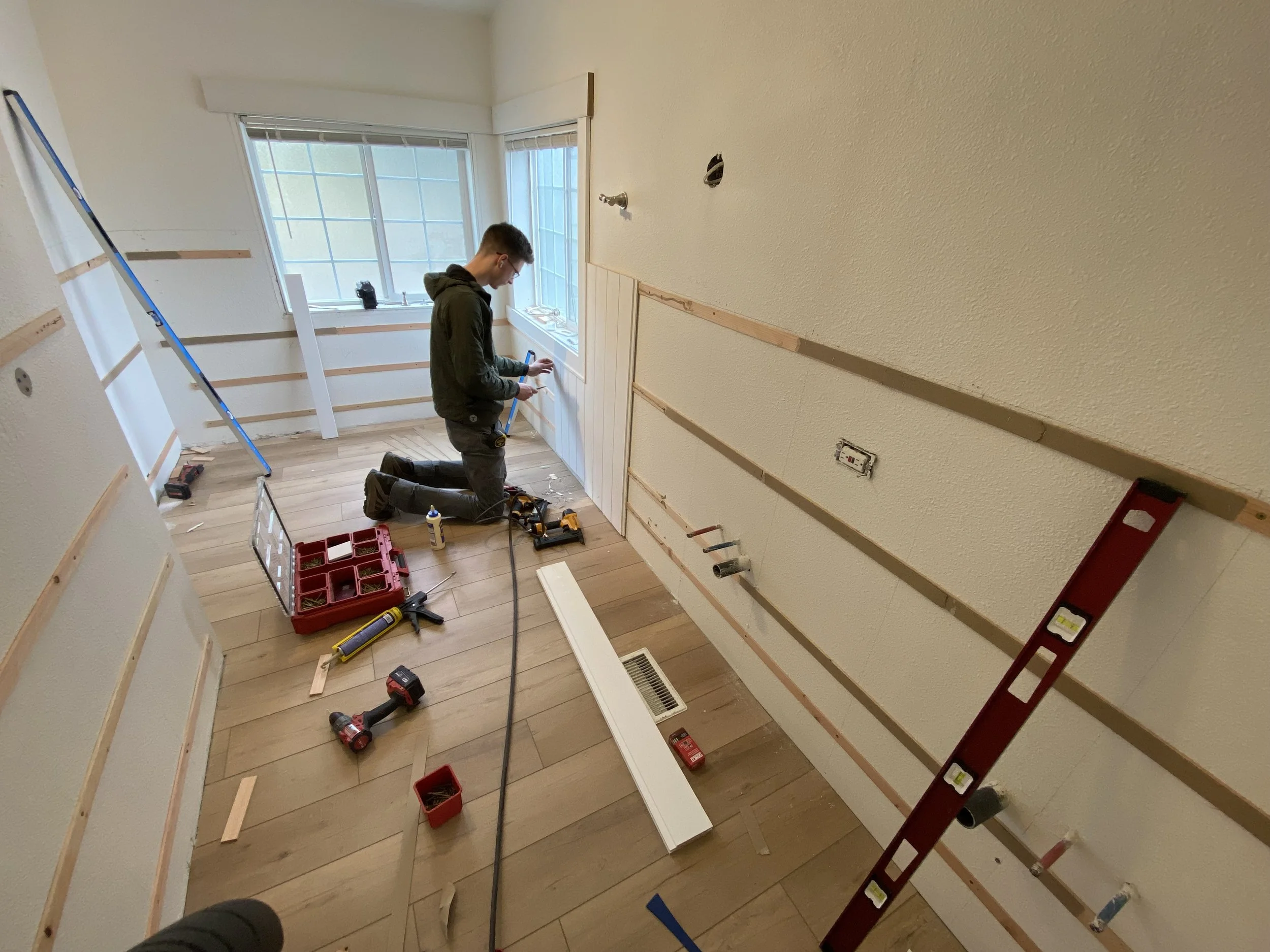Adding wainscot to bathroom