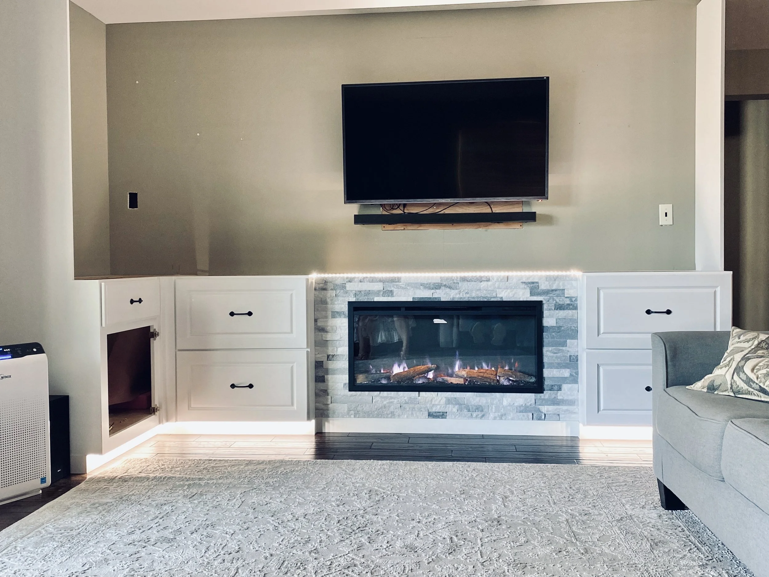 Near completion of lower section with under lighting