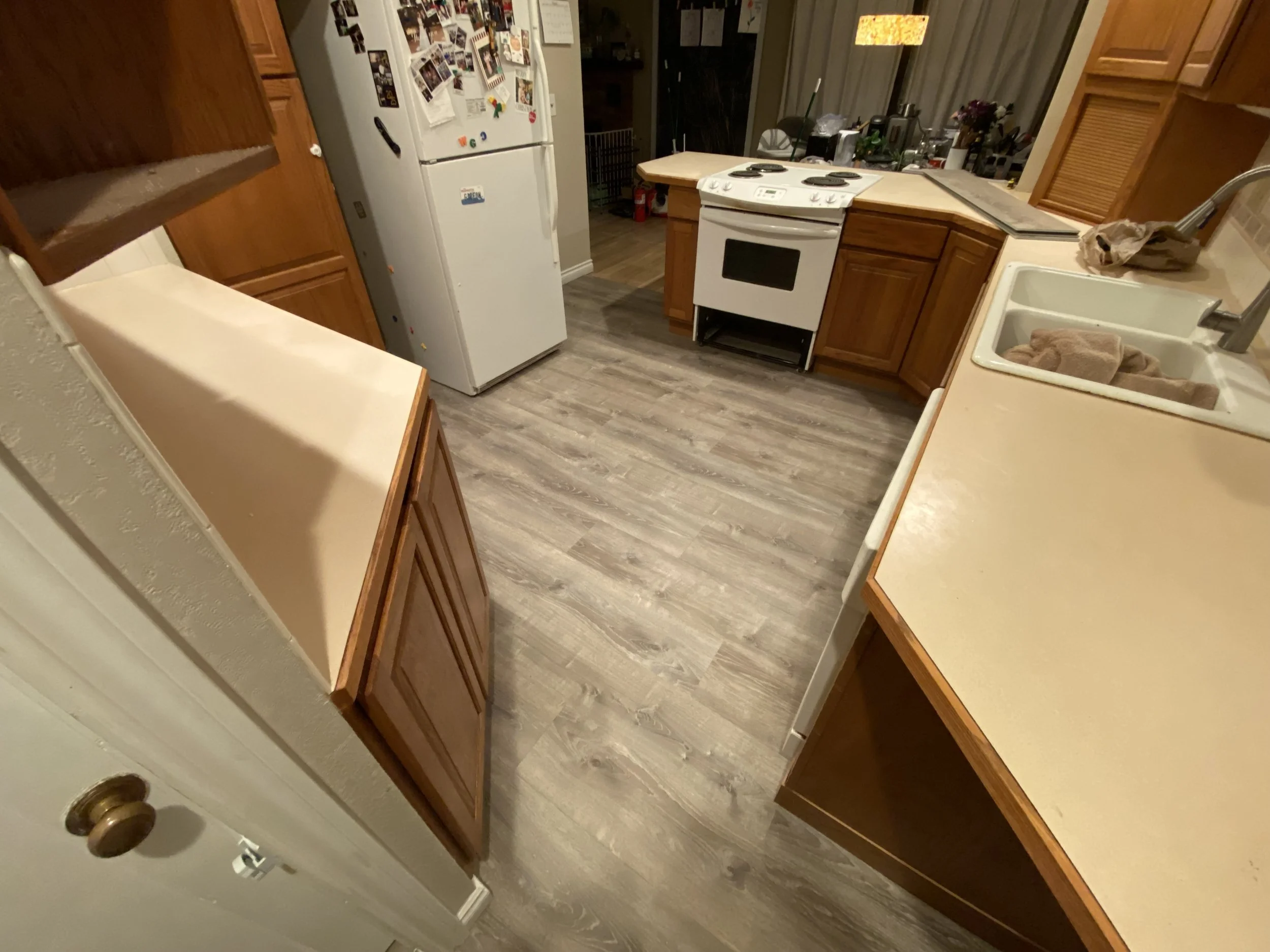 Finished product of new floor after removing all 4 old layers