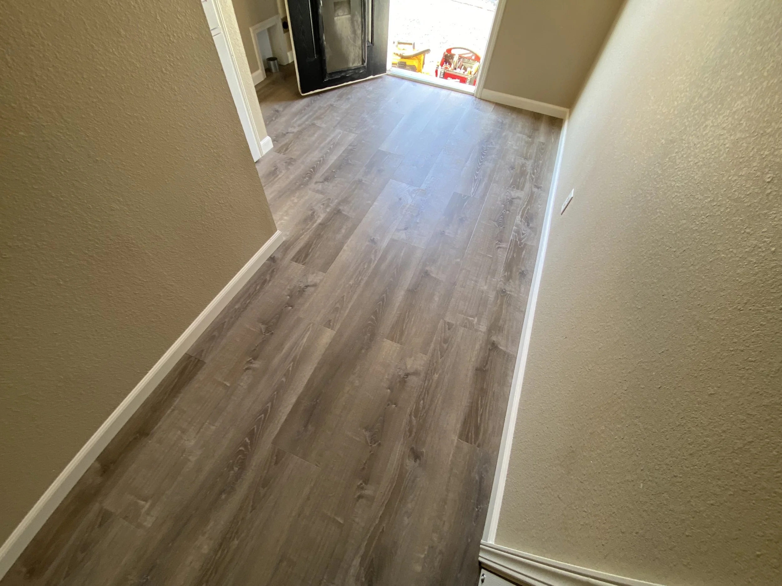 Another angle of the new floor and base trim