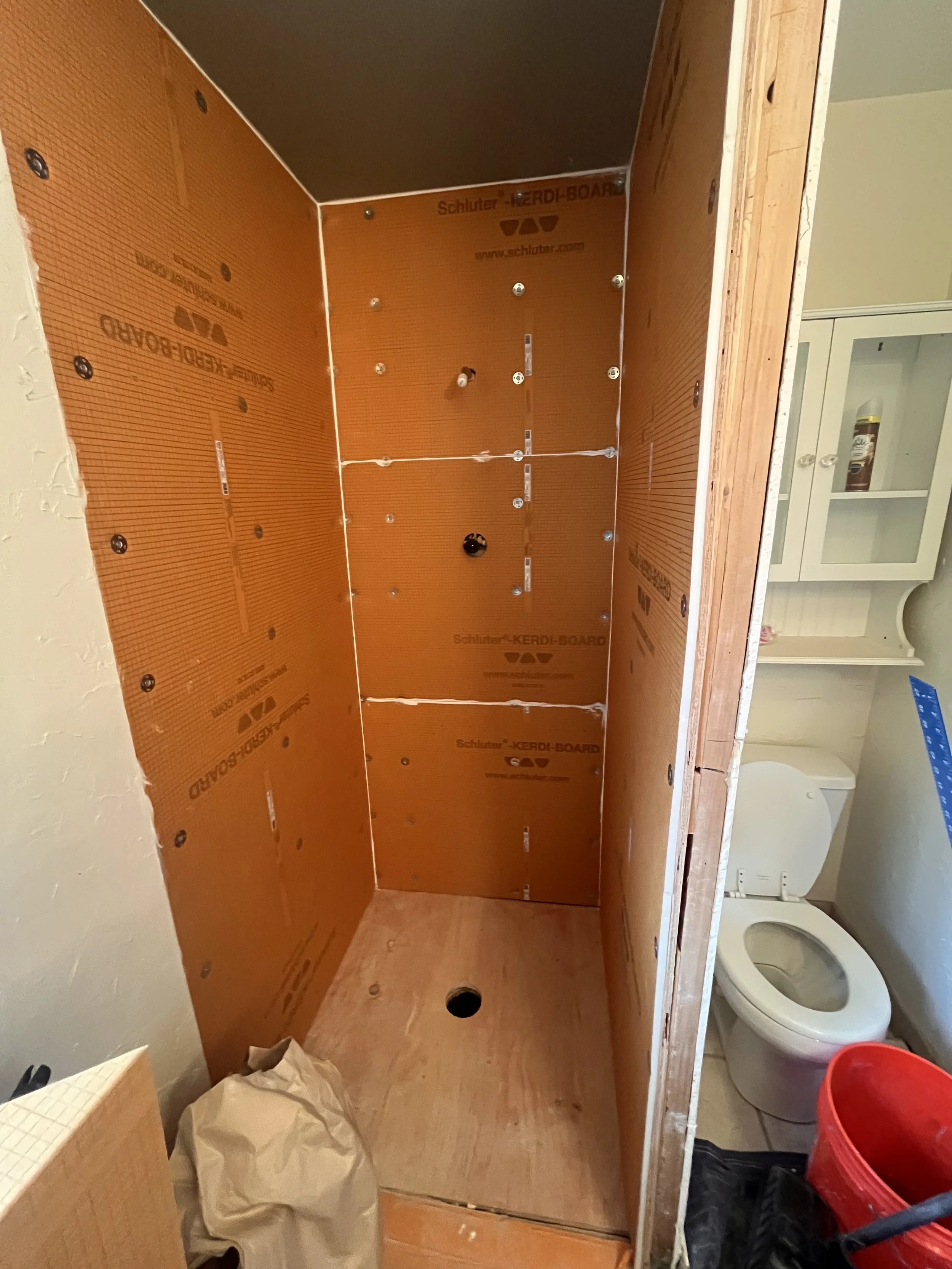 Kerdi membrane and shower pan installed  