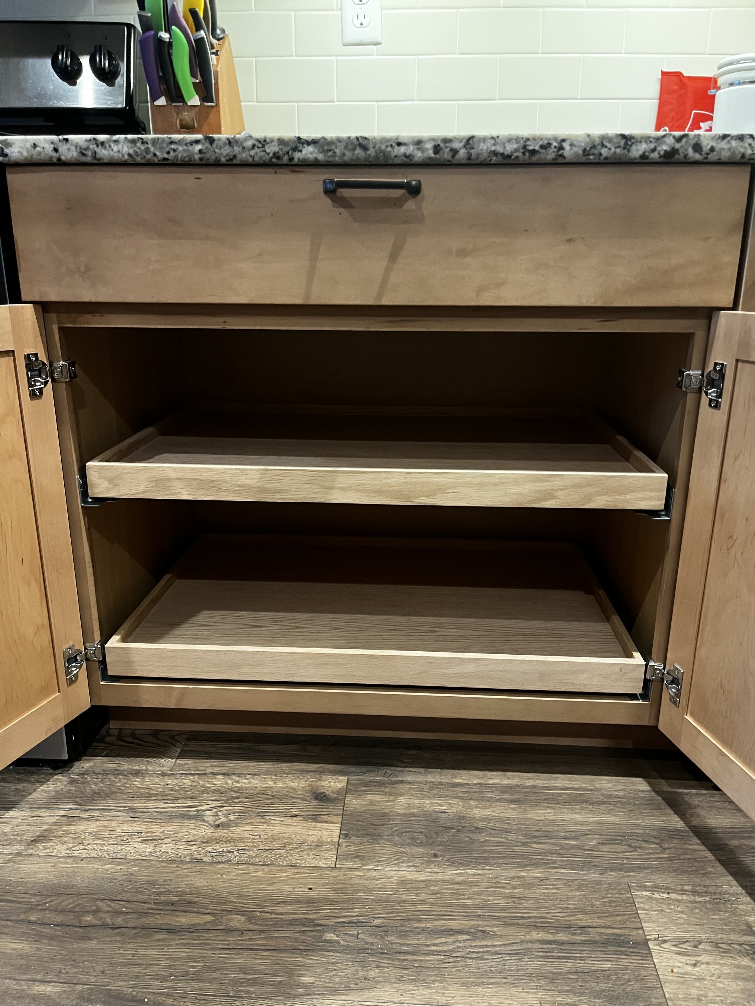 Drawers finished on larger cabinet (rolled in)