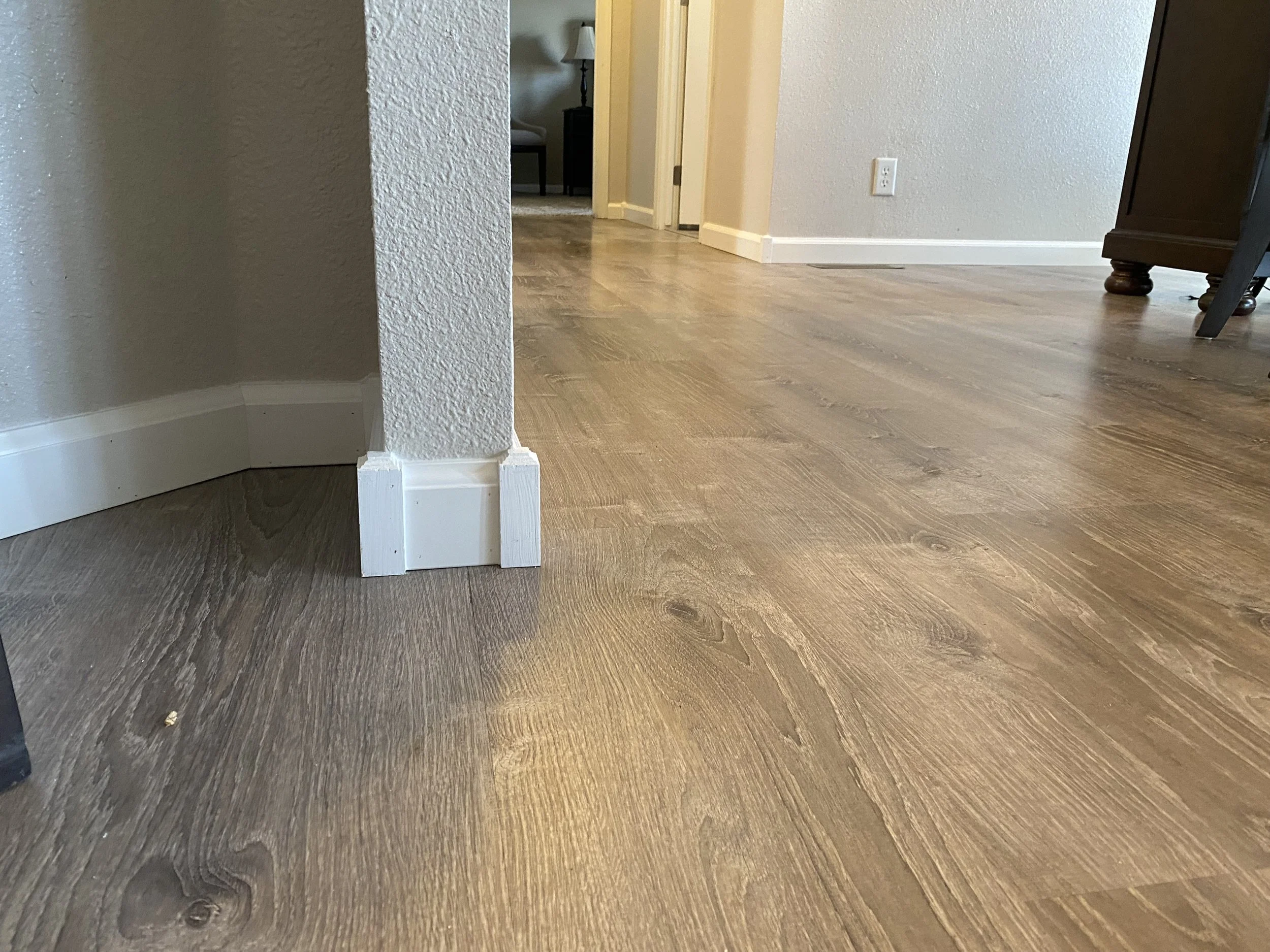 Some corner base-trim installed